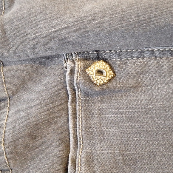 NEW! Democracy "Ab"solution High-Rise Vintage Skinny Jeans, Gray w/ Jeweled Hem - Picture 7 of 12